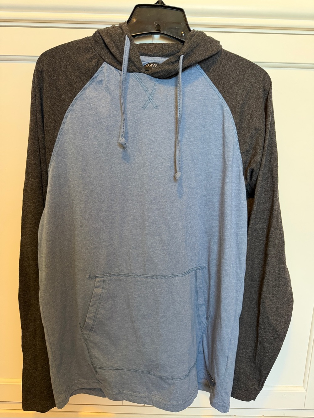 Brave Soul Light Blue and Charcoal Raglan Hoodie